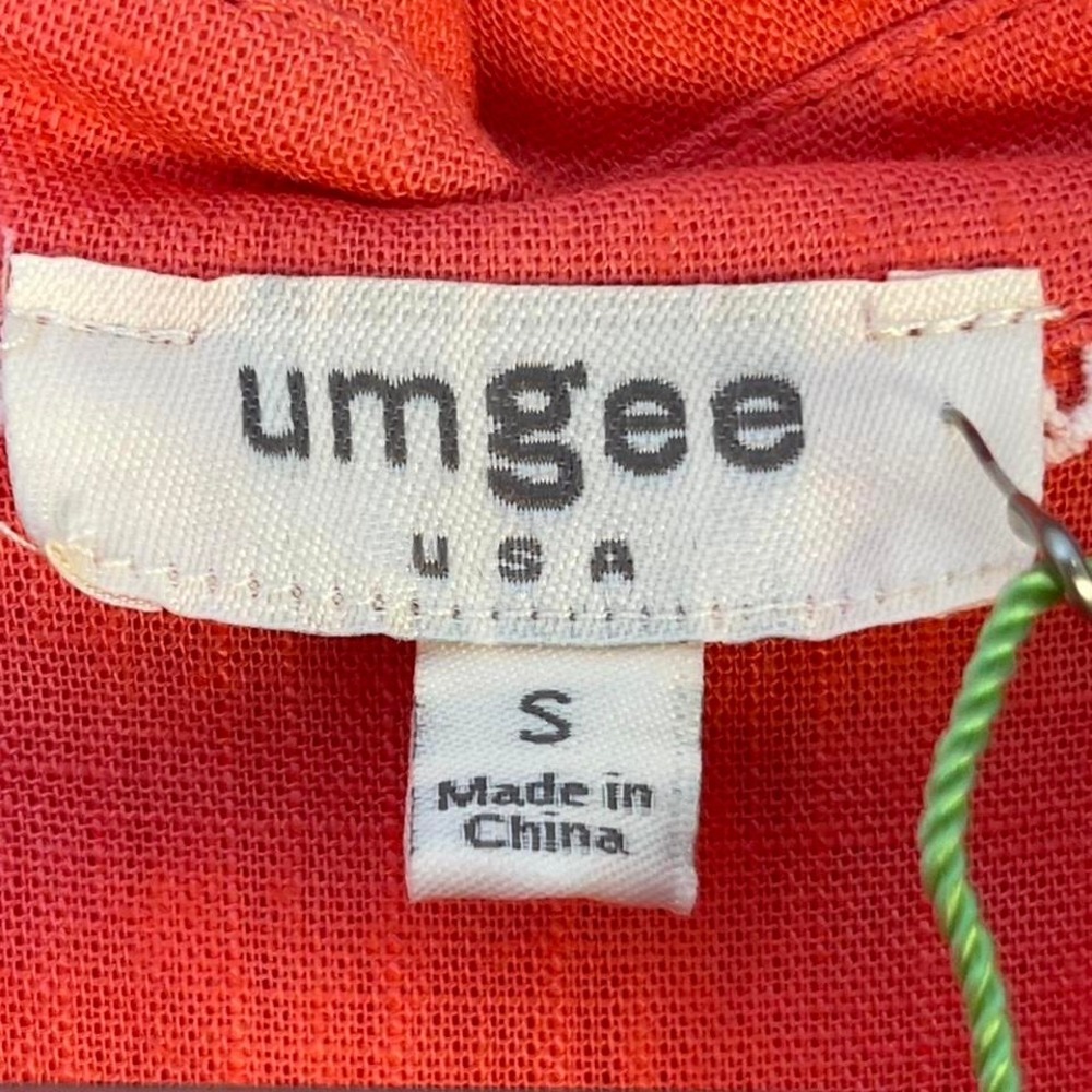 UMGEE USA Coral bubble linen dress with drop waist and lining. Small. NWT - Picture 3 of 6